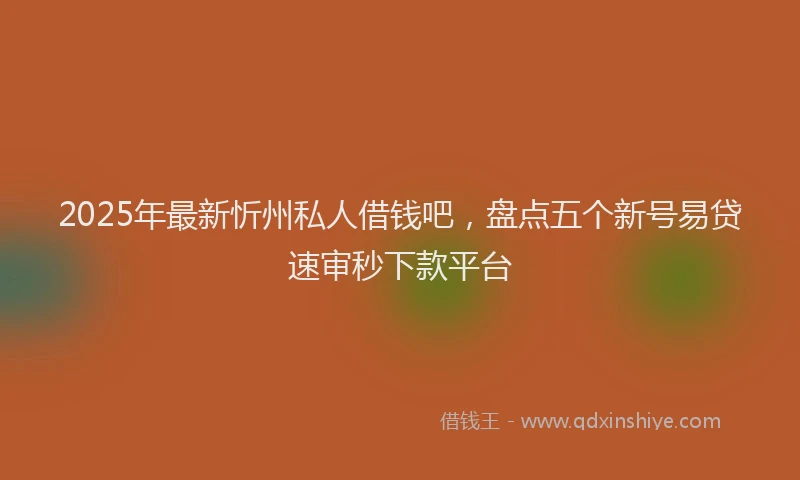 2025年最新忻州私人借钱吧，盘点五个新号易贷速审秒下款平台