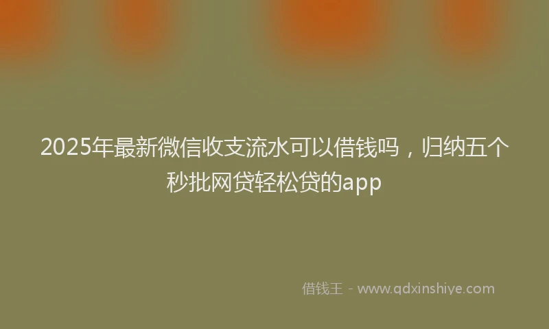 2025年最新微信收支流水可以借钱吗，归纳五个秒批网贷轻松贷的app