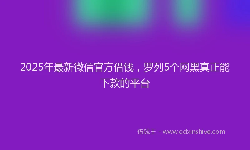 2025年最新微信官方借钱，罗列5个网黑真正能下款的平台