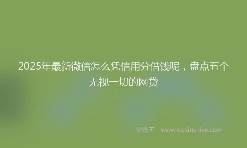 2025年最新微信怎么凭信用分借钱呢，盘点五个无视一切的网贷