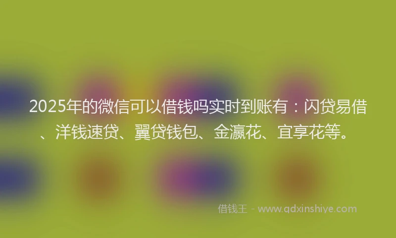 2025年的微信可以借钱吗实时到账有：闪贷易借、洋钱速贷、翼贷钱包、金瀛花、宜享花等。