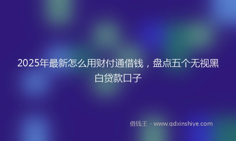 2025年最新怎么用财付通借钱，盘点五个无视黑白贷款口子