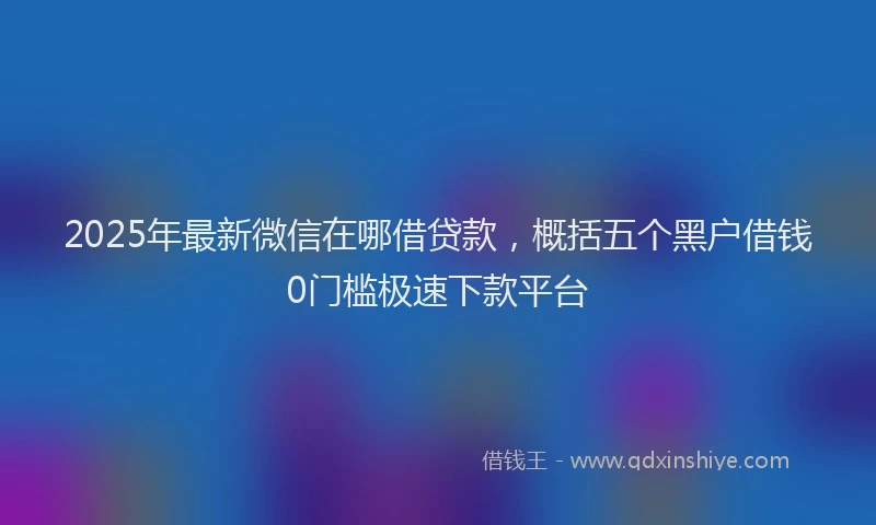 2025年最新微信在哪借贷款，概括五个黑户借钱0门槛极速下款平台