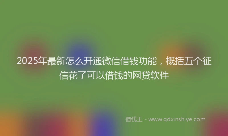 2025年最新怎么开通微信借钱功能，概括五个征信花了可以借钱的网贷软件