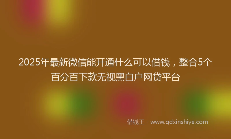2025年最新微信能开通什么可以借钱，整合5个百分百下款无视黑白户网贷平台
