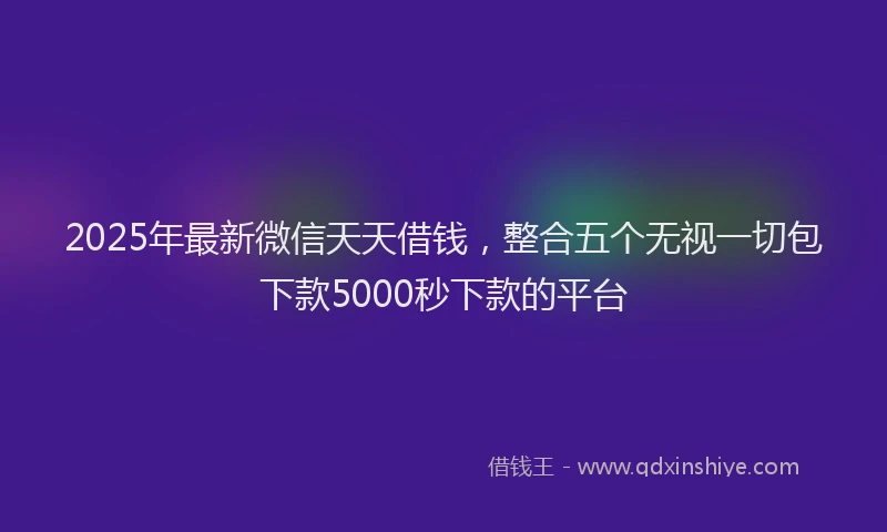 2025年最新微信天天借钱，整合五个无视一切包下款5000秒下款的平台