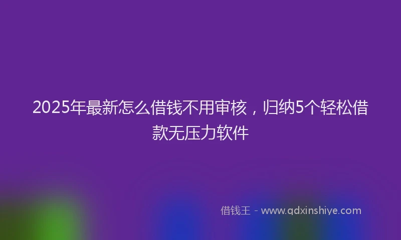 2025年最新怎么借钱不用审核，归纳5个轻松借款无压力软件