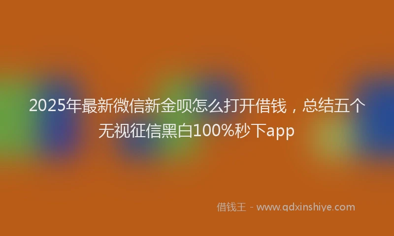 2025年最新微信新金呗怎么打开借钱，总结五个无视征信黑白100%秒下app