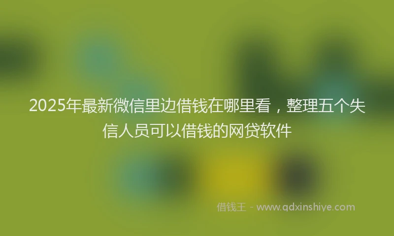 2025年最新微信里边借钱在哪里看，整理五个失信人员可以借钱的网贷软件