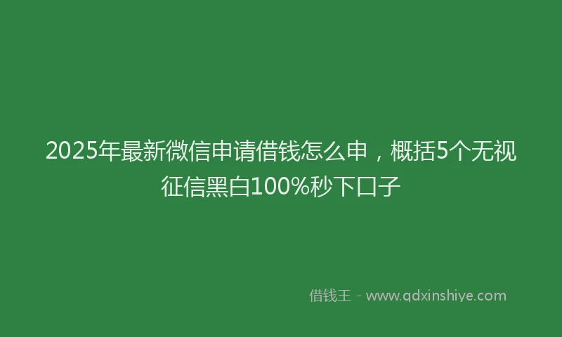 2025年最新微信申请借钱怎么申，概括5个无视征信黑白100%秒下口子