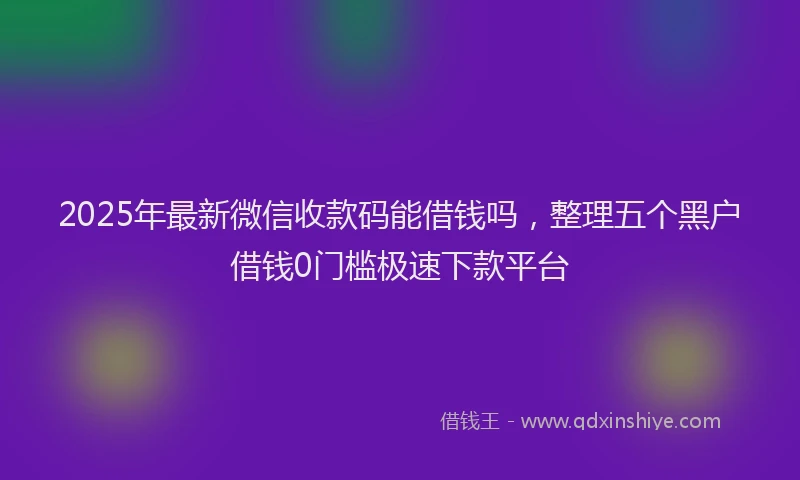 2025年最新微信收款码能借钱吗，整理五个黑户借钱0门槛极速下款平台