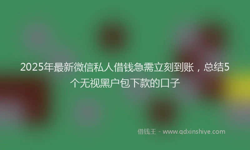 2025年最新微信私人借钱急需立刻到账，总结5个无视黑户包下款的口子
