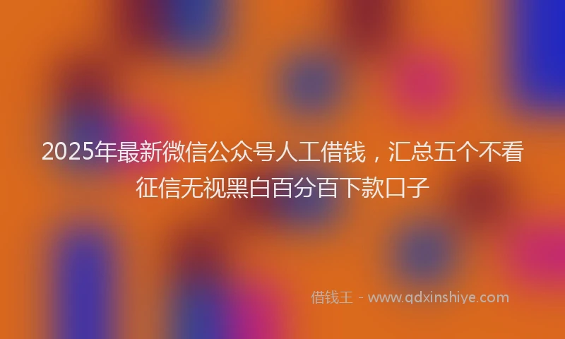 2025年最新微信公众号人工借钱，汇总五个不看征信无视黑白百分百下款口子