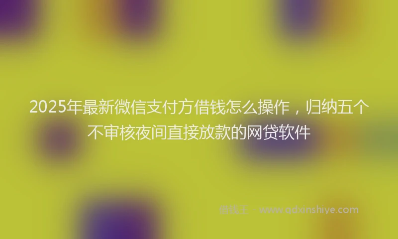 2025年最新微信支付方借钱怎么操作，归纳五个不审核夜间直接放款的网贷软件