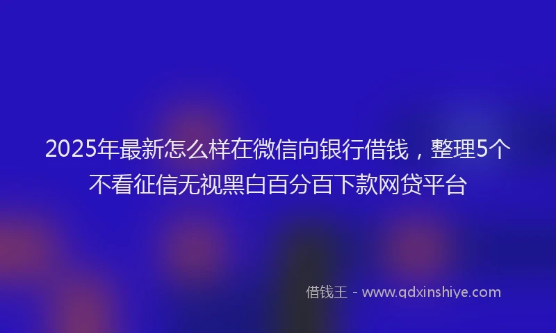 2025年最新怎么样在微信向银行借钱，整理5个不看征信无视黑白百分百下款网贷平台