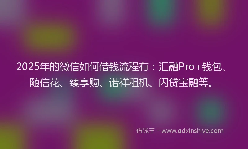 2025年的微信如何借钱流程有：汇融Pro+钱包、随信花、臻享购、诺祥租机、闪贷宝融等。