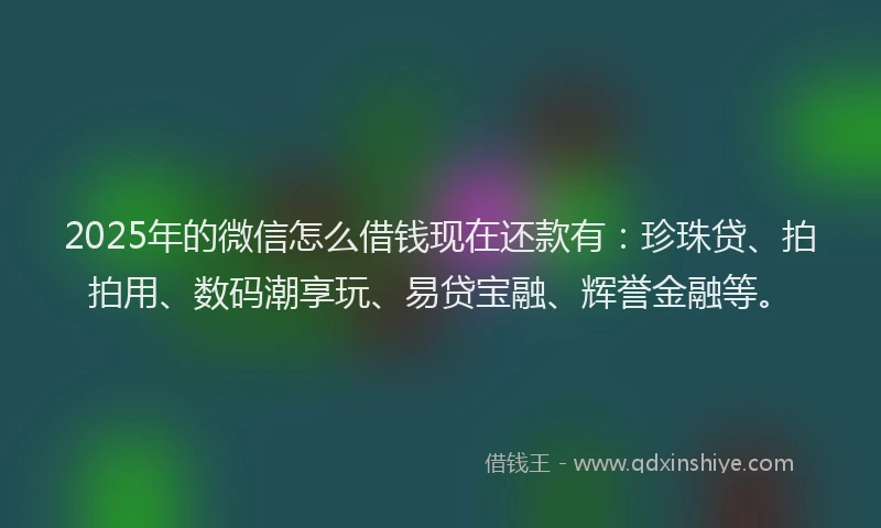 2025年的微信怎么借钱现在还款有：珍珠贷、拍拍用、数码潮享玩、易贷宝融、辉誉金融等。