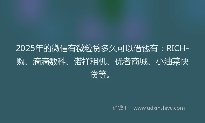 2025年的微信有微粒贷多久可以借钱有：RICH-购、滴滴数科、诺祥租机、优者商城、小油菜快贷等。