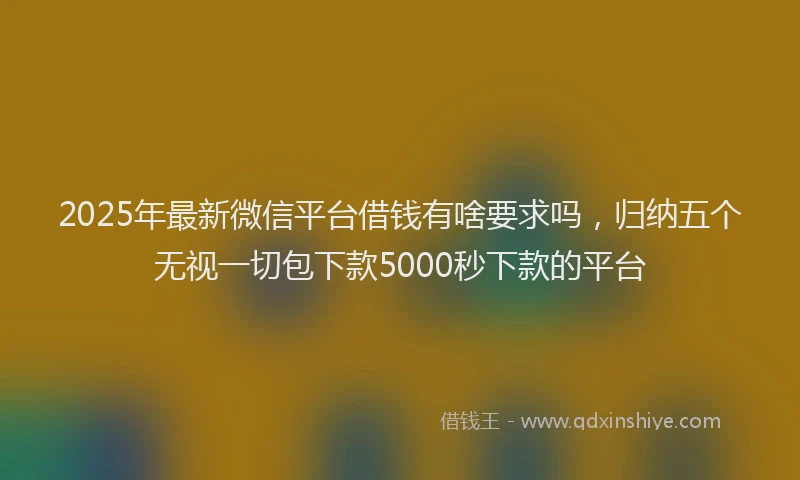 2025年最新微信平台借钱有啥要求吗，归纳五个无视一切包下款5000秒下款的平台