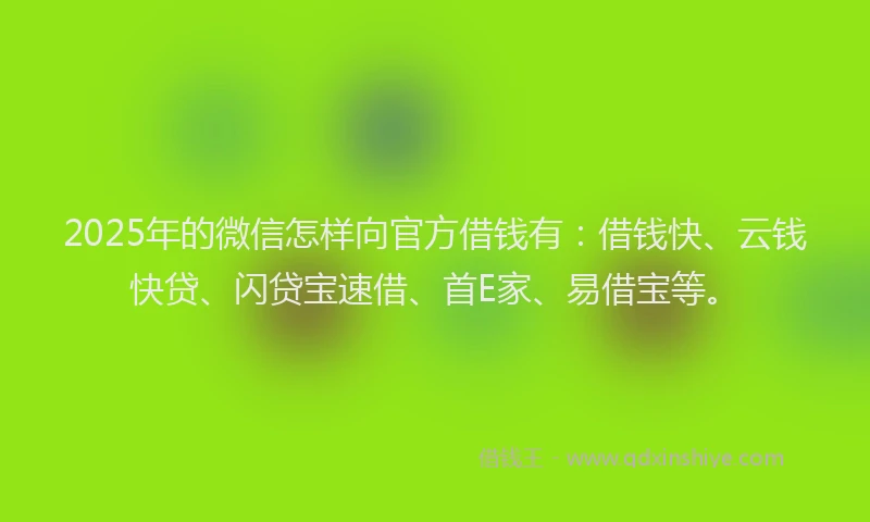 2025年的微信怎样向官方借钱有：借钱快、云钱快贷、闪贷宝速借、首E家、易借宝等。