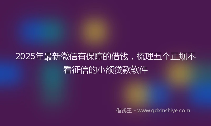 2025年最新微信有保障的借钱，梳理五个正规不看征信的小额贷款软件