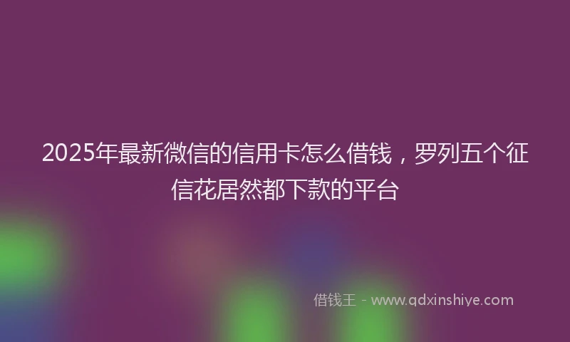 2025年最新微信的信用卡怎么借钱，罗列五个征信花居然都下款的平台