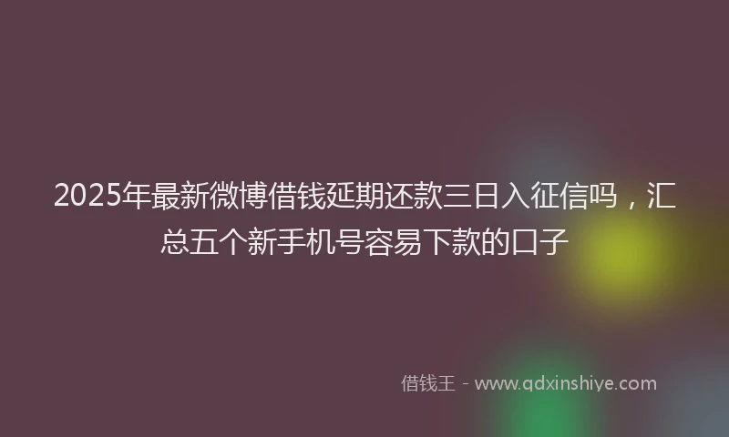 2025年最新微博借钱延期还款三日入征信吗，汇总五个新手机号容易下款的口子