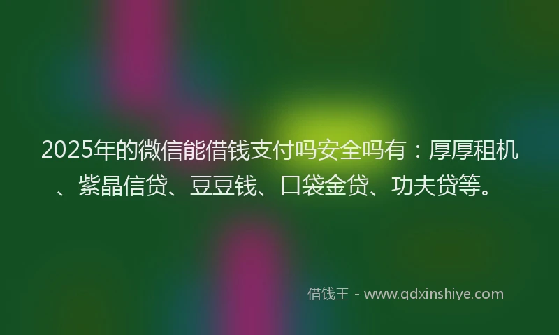 2025年的微信能借钱支付吗安全吗有：厚厚租机、紫晶信贷、豆豆钱、口袋金贷、功夫贷等。