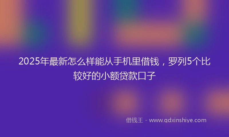 2025年最新怎么样能从手机里借钱，罗列5个比较好的小额贷款口子