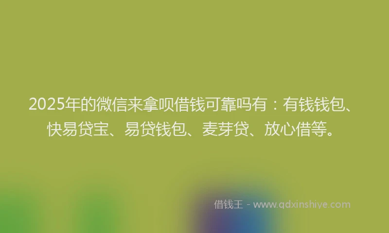 2025年的微信来拿呗借钱可靠吗有：有钱钱包、快易贷宝、易贷钱包、麦芽贷、放心借等。