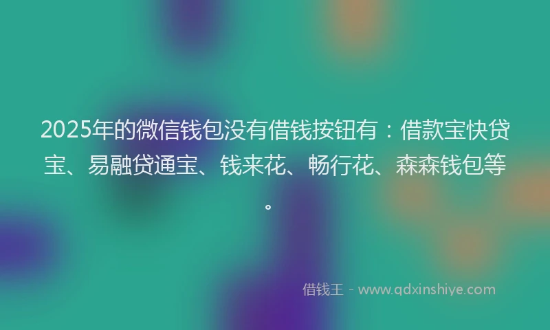 2025年的微信钱包没有借钱按钮有：借款宝快贷宝、易融贷通宝、钱来花、畅行花、森森钱包等。