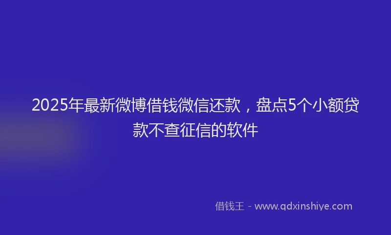 2025年最新微博借钱微信还款，盘点5个小额贷款不查征信的软件