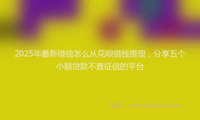 2025年最新微信怎么从花呗借钱提现，分享五个小额贷款不查征信的平台