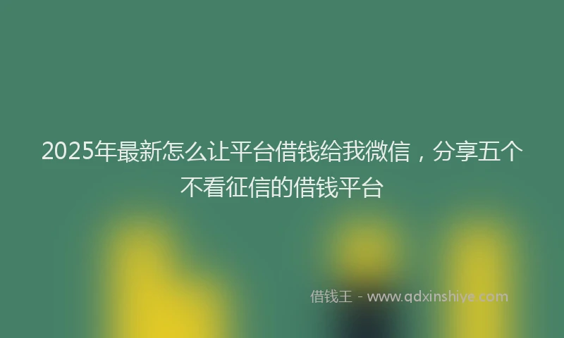 2025年最新怎么让平台借钱给我微信，分享五个不看征信的借钱平台