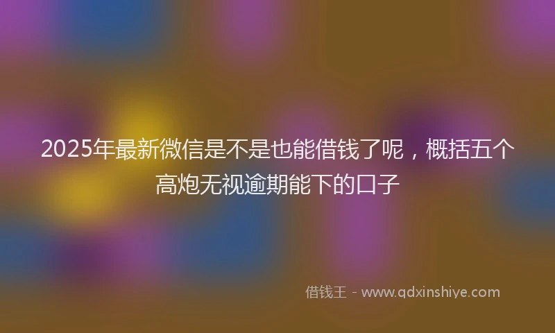 2025年最新微信是不是也能借钱了呢，概括五个高炮无视逾期能下的口子