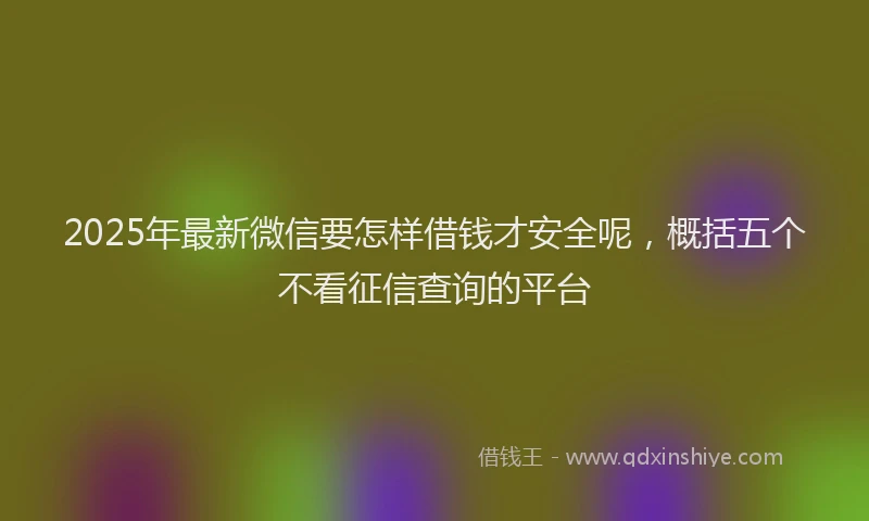 2025年最新微信要怎样借钱才安全呢，概括五个不看征信查询的平台