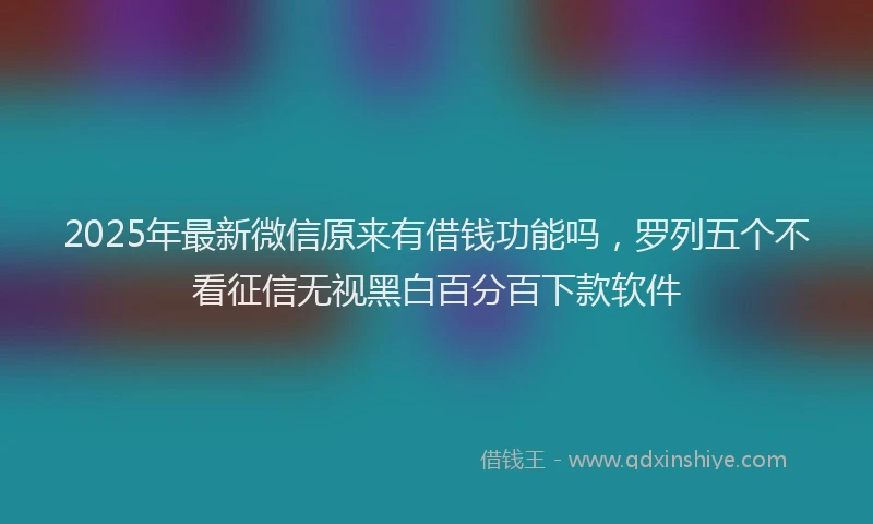 2025年最新微信原来有借钱功能吗，罗列五个不看征信无视黑白百分百下款软件
