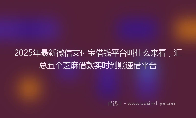 2025年最新微信支付宝借钱平台叫什么来着，汇总五个芝麻借款实时到账速借平台