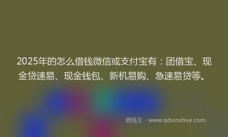 2025年的怎么借钱微信或支付宝有：团借宝、现金贷速易、现金钱包、新机易购、急速易贷等。