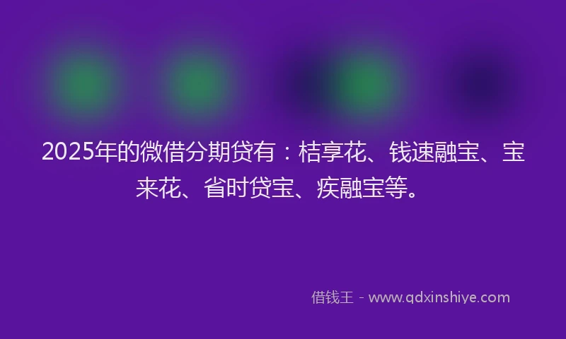 2025年的微借分期贷有：桔享花、钱速融宝、宝来花、省时贷宝、疾融宝等。