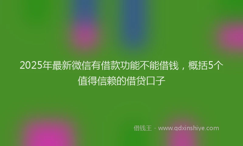 2025年最新微信有借款功能不能借钱，概括5个值得信赖的借贷口子
