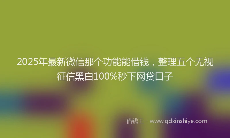 2025年最新微信那个功能能借钱，整理五个无视征信黑白100%秒下网贷口子