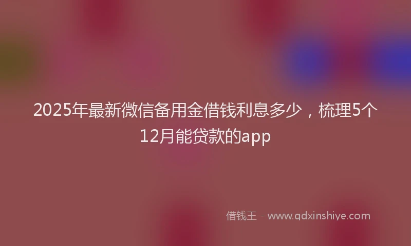 2025年最新微信备用金借钱利息多少，梳理5个12月能贷款的app