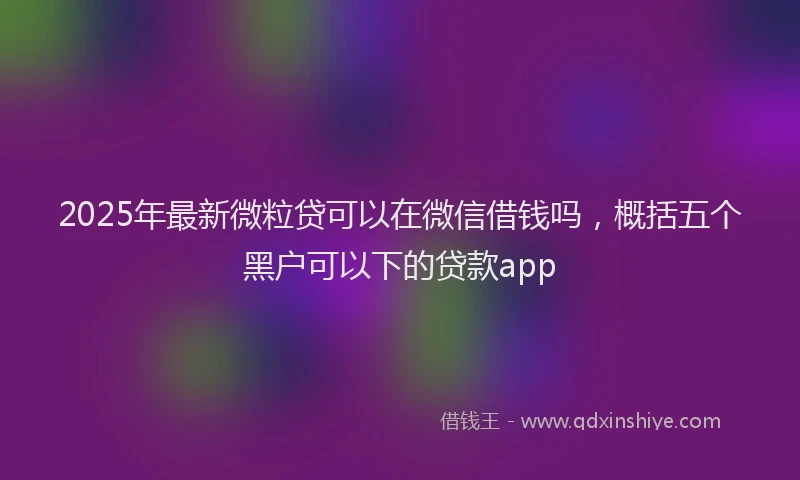 2025年最新微粒贷可以在微信借钱吗，概括五个黑户可以下的贷款app