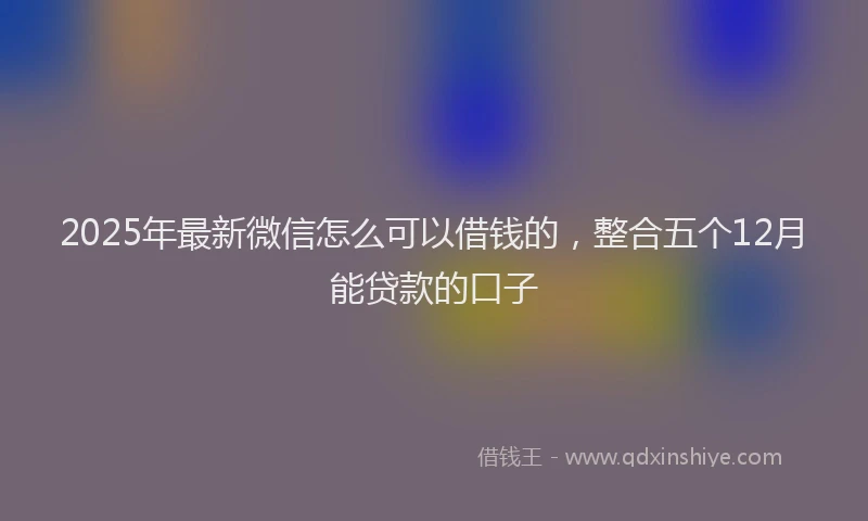 2025年最新微信怎么可以借钱的，整合五个12月能贷款的口子