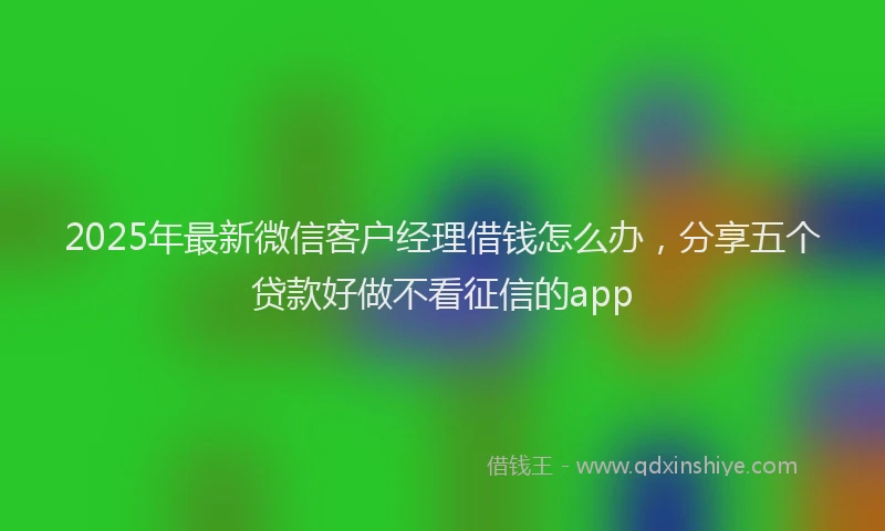 2025年最新微信客户经理借钱怎么办，分享五个贷款好做不看征信的app