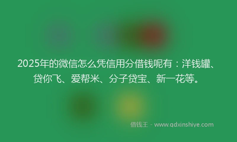 2025年的微信怎么凭信用分借钱呢有：洋钱罐、贷你飞、爱帮米、分子贷宝、新一花等。