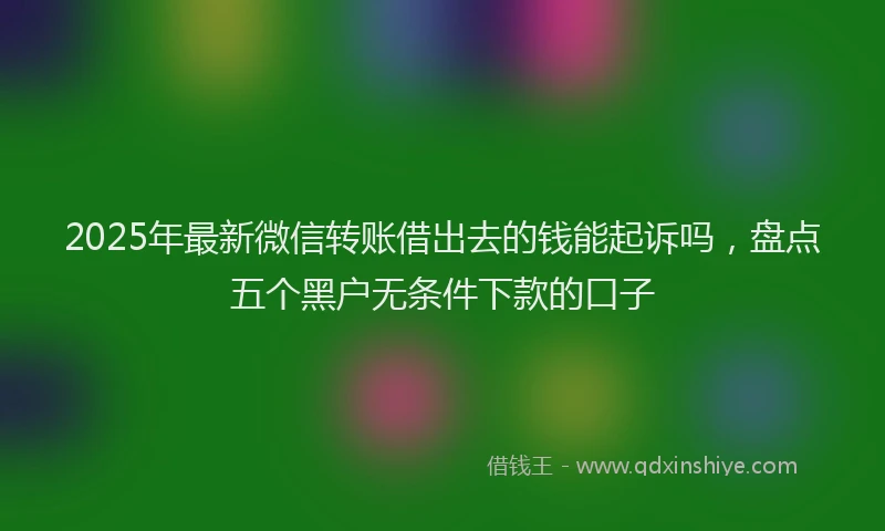 2025年最新微信转账借出去的钱能起诉吗，盘点五个黑户无条件下款的口子