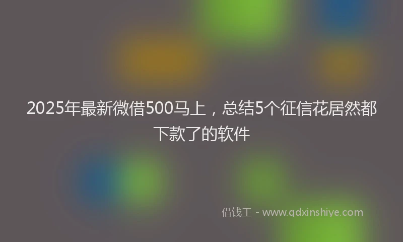 2025年最新微借500马上，总结5个征信花居然都下款了的软件