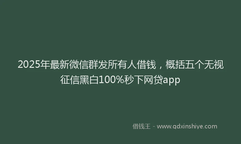 2025年最新微信群发所有人借钱，概括五个无视征信黑白100%秒下网贷app